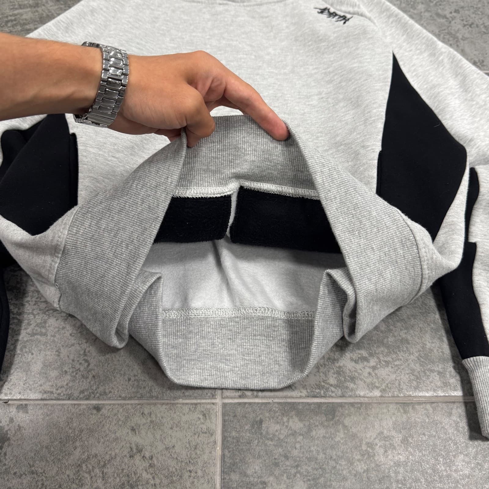 MERTRA Heather Grey Contrast Panel Hoodie — 2